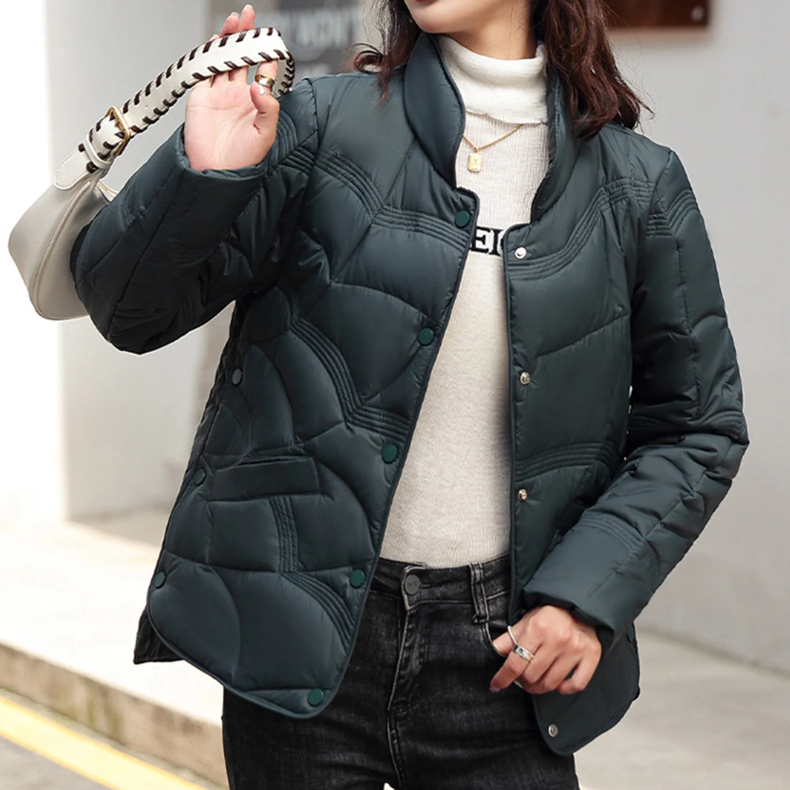 

Женская Стеганая куртка с длинным рукавом и подкладкой