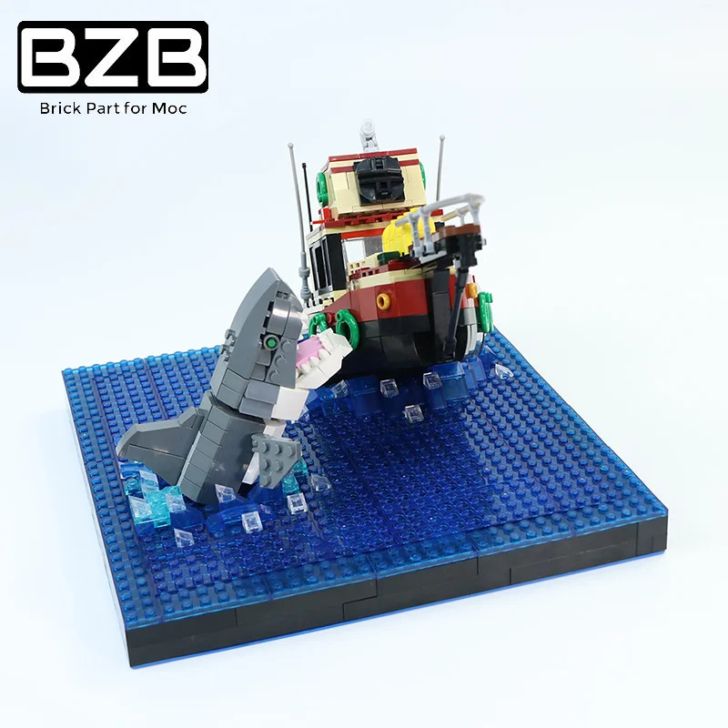 

BZB Creative Art Decoration Great White Shark Shipwreck Building Blocks MOC Model Kids Boys DIY Educational Toys Best Gifts