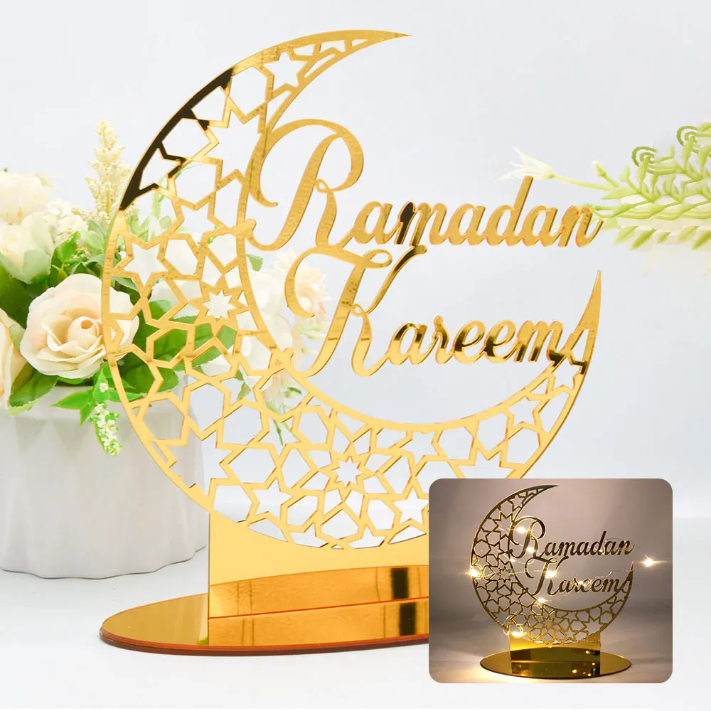 

Classic Acrylic Ramadan Decor Shiny Golden Finish Muslim Holiday Party Decor for Family Friend Neighbor Gift