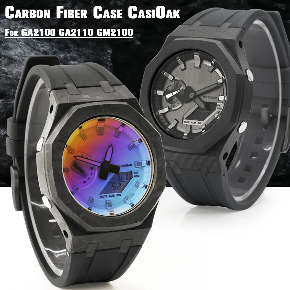 Carbon Fiber Case CasiOak Mod Kit GEN4 for GA2100/2110 Fluororubber Strap for Casio B2100 GM2110 Modification 3rd Diy Accessorie