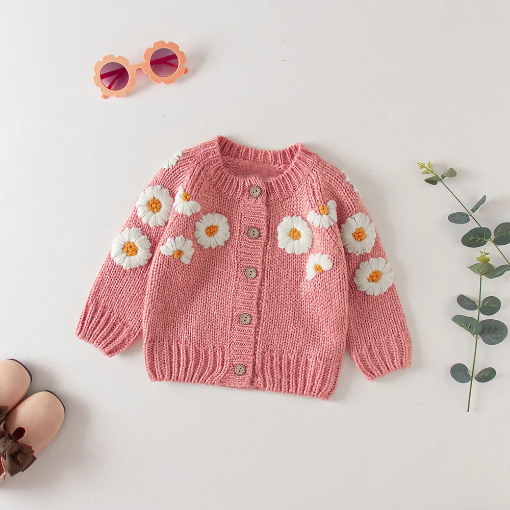 

Autumn Baby Embroidered Cardigan Sweater Trendy Long Sleeve Infant Cardigan Jacket