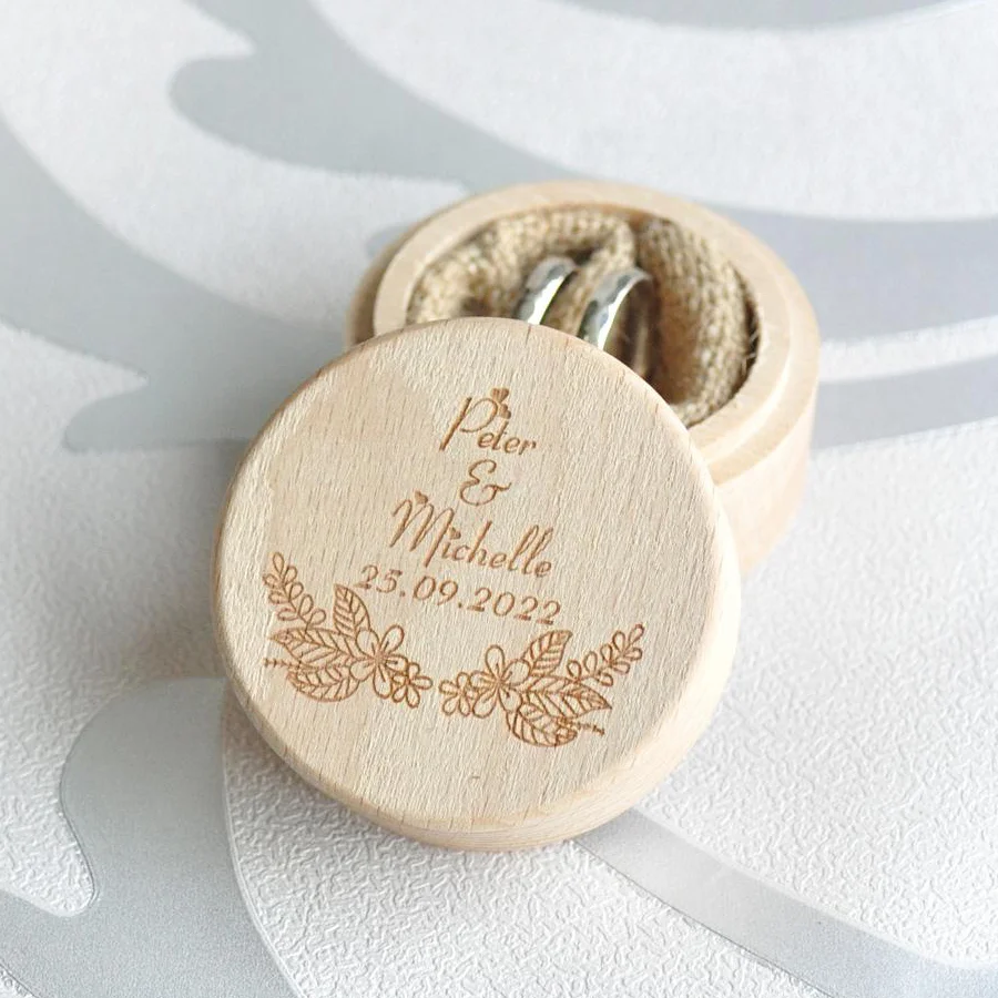 

Customize Wedding Ring Bearer Box Engraved Wooden Ring Box Personalised Wedding Ring Holder Engagement Proposal Ring Pillow