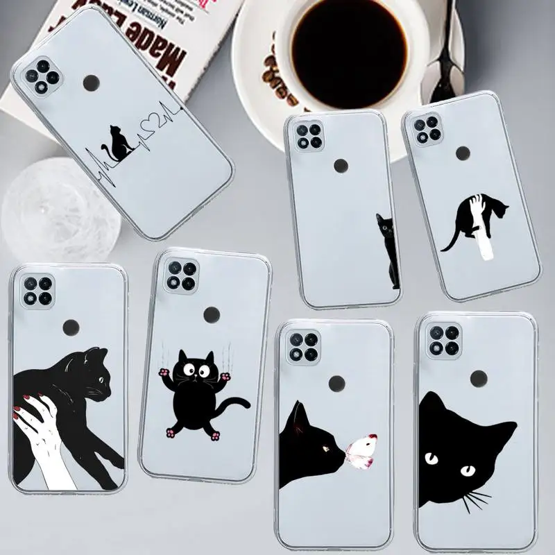 

black cat mcute animal Phone Case Transparent for Xiaomi redmi note x f poco 10 11 9 7 8 3 i t s E pro cover shell coque