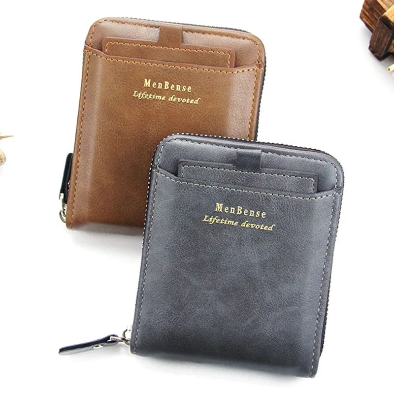 

Vintage 2022 Men Wallets Small Money Purses Wallets Brand Design Dollar Top Men Thin Wallet Coin Bag Loose-leaf Zipper Wallet