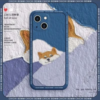 insomnia shiba inu phone case for iphone 13 12 11 pro max mini x xs xr 7 8 plusnew liquid silicone oil painting dog iphone case