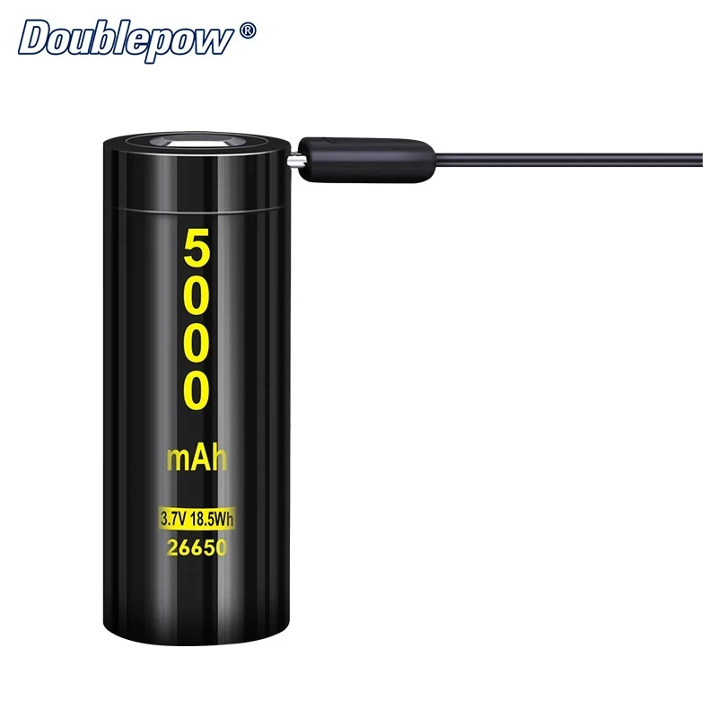 

2Pcs Rechargeable Battery ICR 26650 5000mAh lithium ion rechargeable battery cell with micro usb charging port