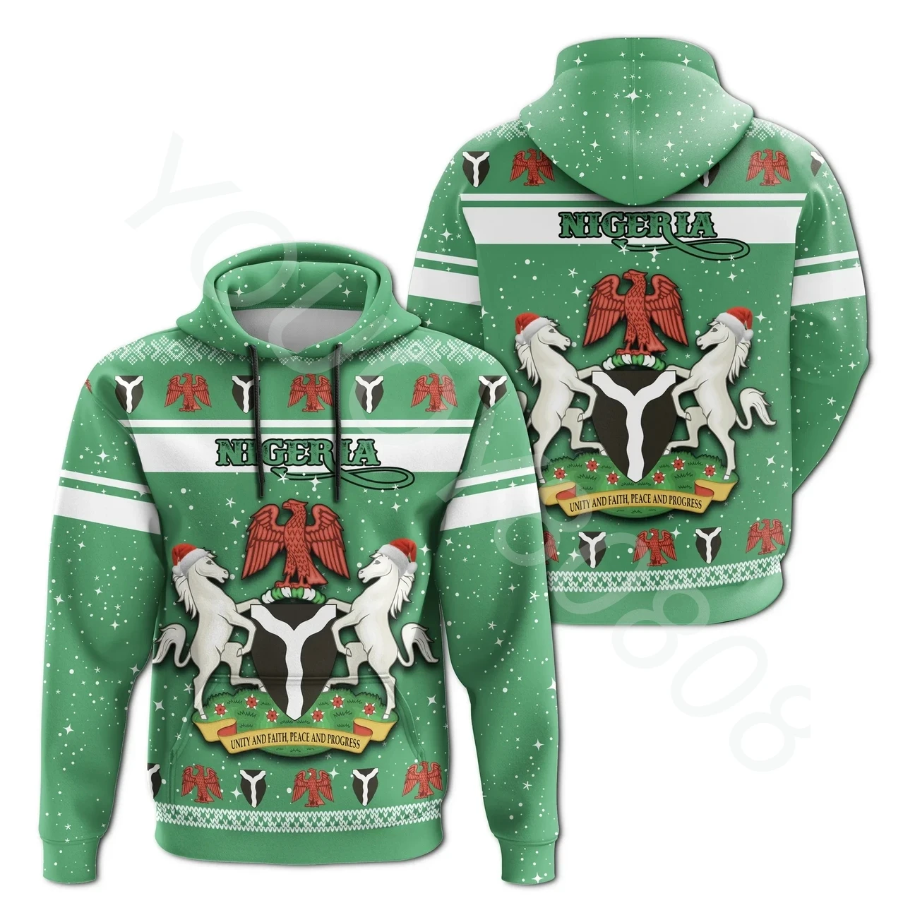 

African Zone Sweatshirt Hooded Casual Sports Nigeria Christmas Sweatshirt Men's Women's Casual Street Sweatshirts
