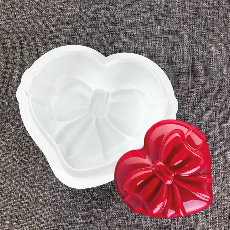 

Кондитерские Изделия для выпечки на День святого Валентина, силиконовая форма для торта в форме сердца с бантом, форма для шоколада, для кух...