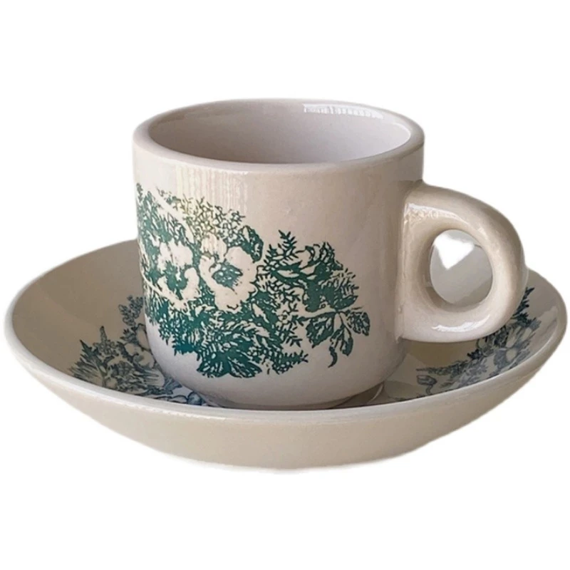 

Винтажный керамический кофейный набор с растительным узором, один продукт, кофейная чашка, чайная чашка