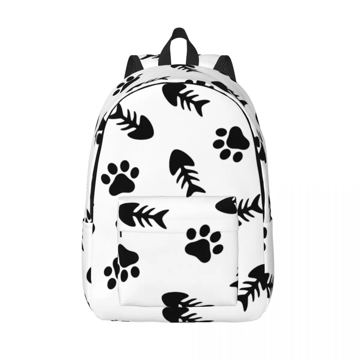 

Laptop Backpack Unique Fishbone And Cat Paw School Bag Durable Student Backpack Boy Girl Travel Bag