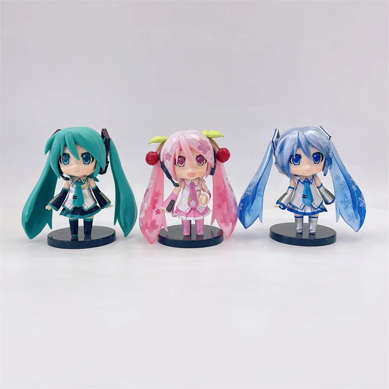 

3pcs/Set Anime Hatsune Miku Cartoon Cute Kawaii Q Version Comic Statue Doll PVC Action Figure Children's Toy Birthday Gift