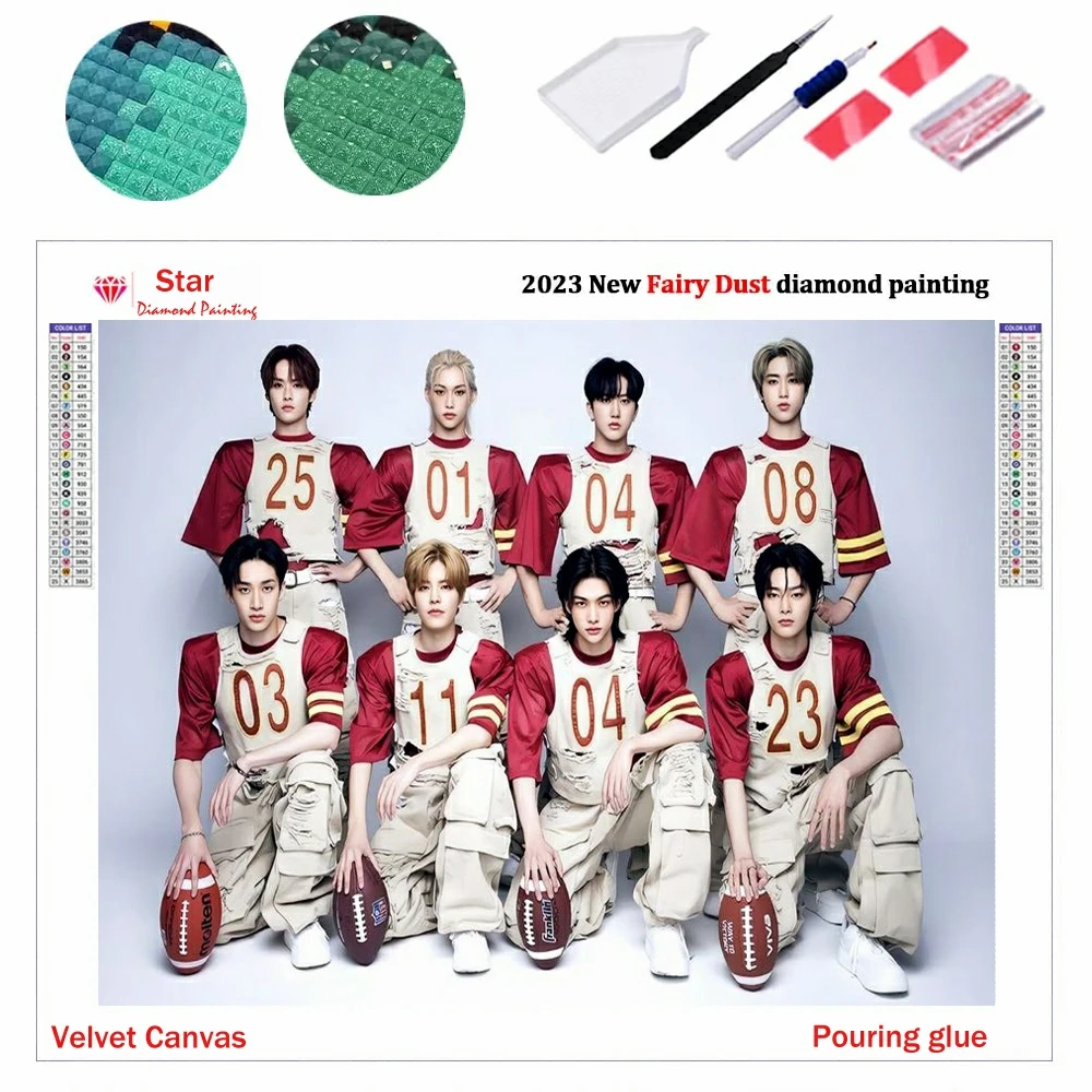 

Kpop Stray Kids Diy Fairy Dust Diamond Painting Kits Embroidery South Korean Boys Team Crosss Stitch Rhinestone Home Decor Gift