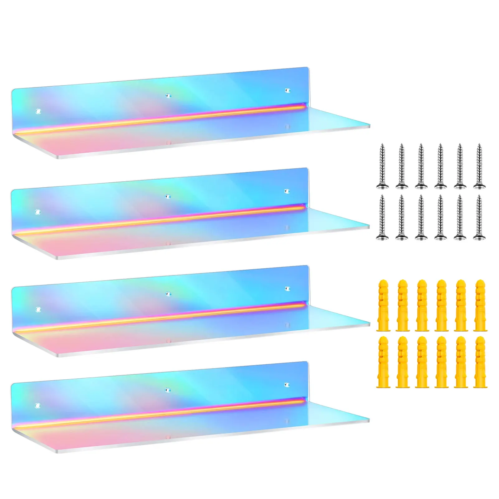 

Acrylic Floating Shelves 4Pcs Rainbow Acrylic Shelves Invisible Wall Mounted Nursery Kids Floating Bookshelf For Kids Room Home