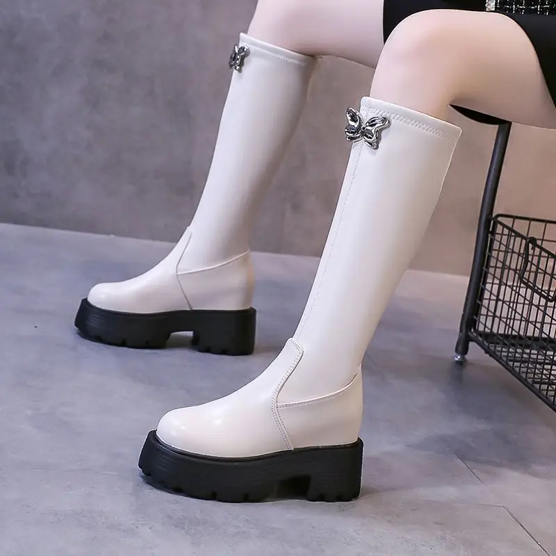 

Женские высокие сапоги, модные женские нескользящие Водонепроницаемые зимние сапоги до колена из искусственной кожи, женские высокие сапо...