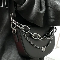 xiuya 2022 street womens saddle bag chain design shoulder underarm bag sweet cool all match casual messenger bag pouch purse