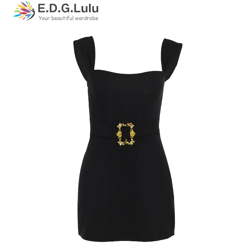 EDGLuLu женские короткие платья без рукавов с квадратным вырезом новинка лета 2024