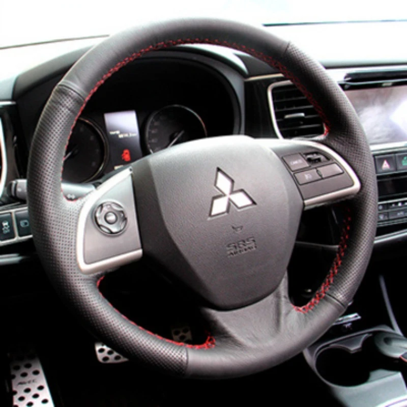 

For Mitsubishi Outlander 2013-15 Hand Sewn Leather Steering Wheel Handle Cover