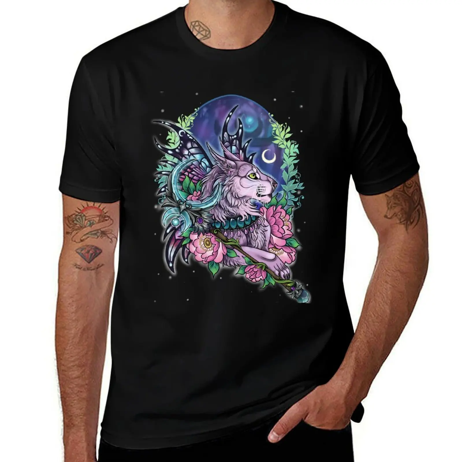 Фото Футболка Faerie Queen Night Elf Druid Cat, базовая хлопковая футболка больших размеров №1