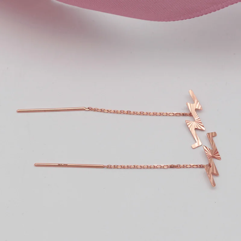 585 фиолетовые золотые Необычные Короткие серьги с покрытием из розового золота 14