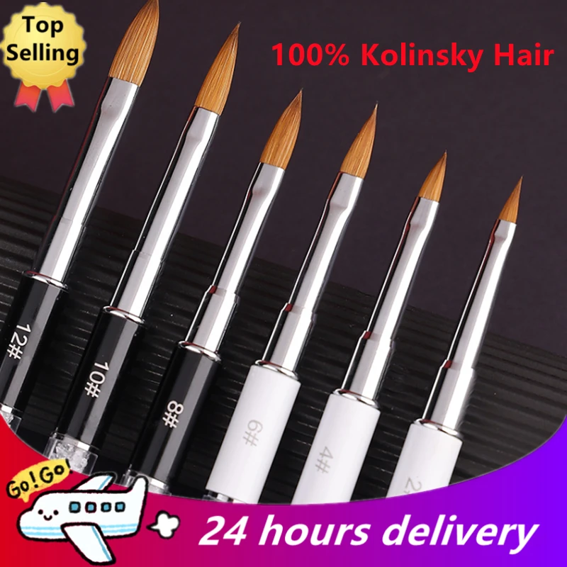 

New Kolinsky Sable Acrylic Nail Brush Nail Extension UV Gel Builder Tools Beginner DIY Carving Nails Art Pen Tool Acrylic Powder