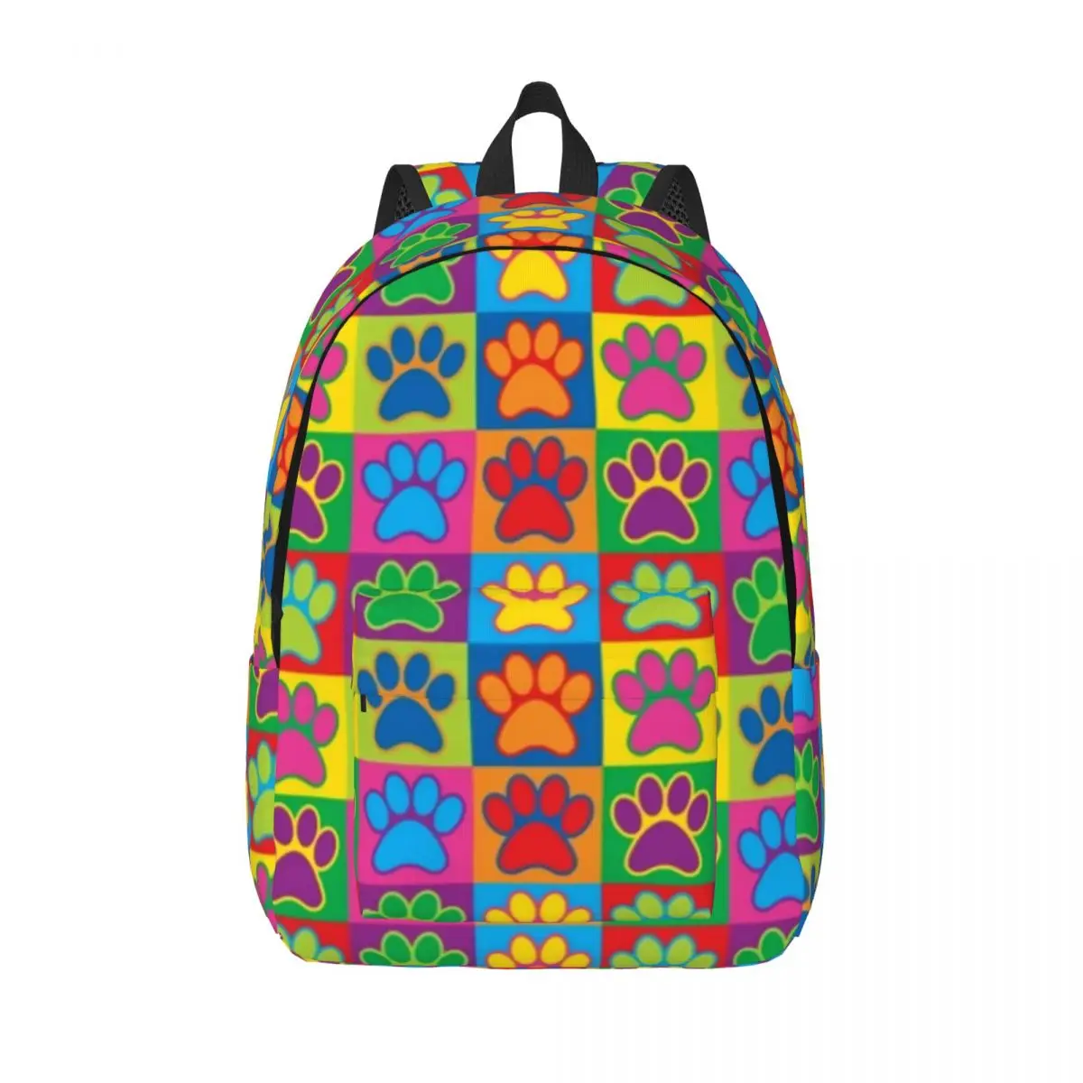 

Colorful Dog Paw Canvas Backpacks Pop Art Paws Lightweight Cool Backpack Running Bags