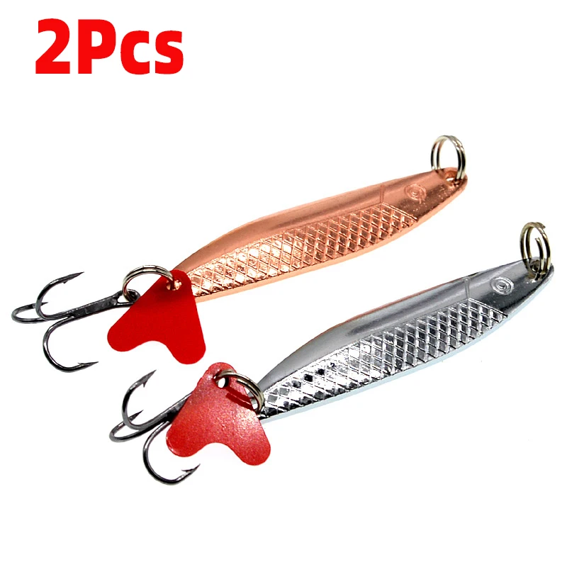 

2Pcs 6cm/10g Metal Spinner Spoon Fishing Lure Hard Bait Jig Vib Sequins Sinking Sea Vibe Lures For Bass Pike Perch Baits Noise