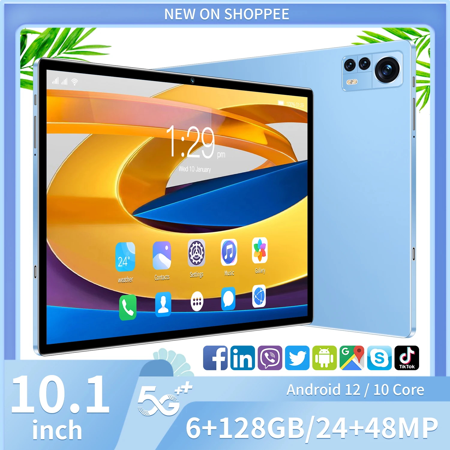 

Новинка, 10,1-дюймовый планшет, Android 10,1, восемь ядер, телефон, Google Play, 6 ГБ ОЗУ, 10,0 Гб ПЗУ, планшетный ПК, Wi-Fi, Bluetooth, Type-C