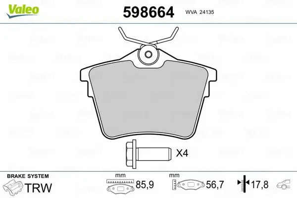 

598664 rear brake pad for