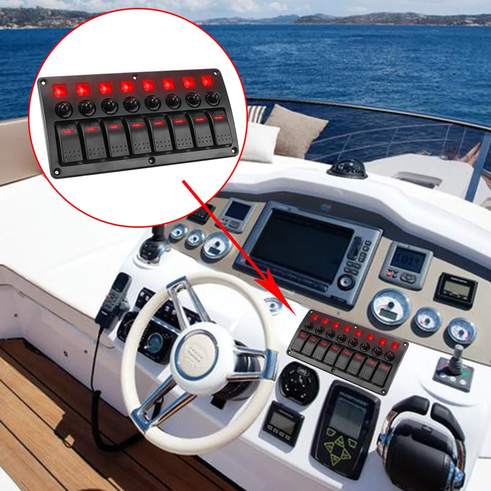

8 Gang LED Switch Panel Circuit Breakers With Fuse 12/24V Rocker Switch Panel Car Vehicle Truck RV SUVS Marine
