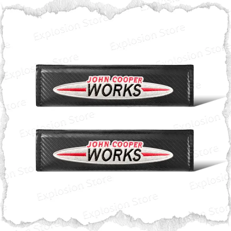 

2 шт., чехол из углеродного волокна с логотипом John Cooper Works, чехлы на ремни безопасности автомобиля, защита плечевой подушки для Mini R55 R56 F54 F57 F60