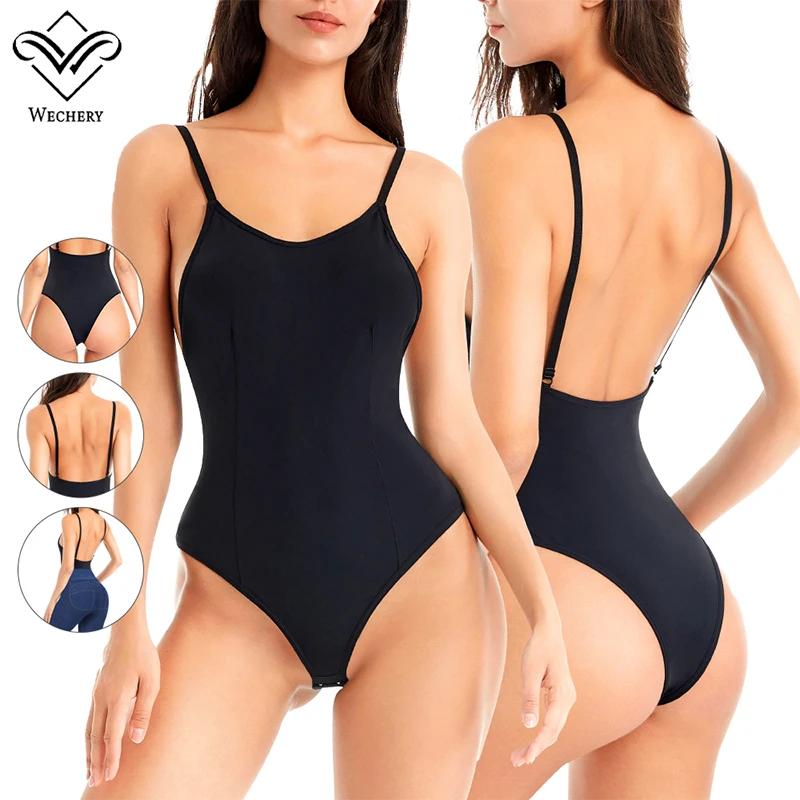 Backless Bodycon Black Skinny Bodysuit Women Body Streetwear Sexy Shapewear Top Stretch Waist Shaper