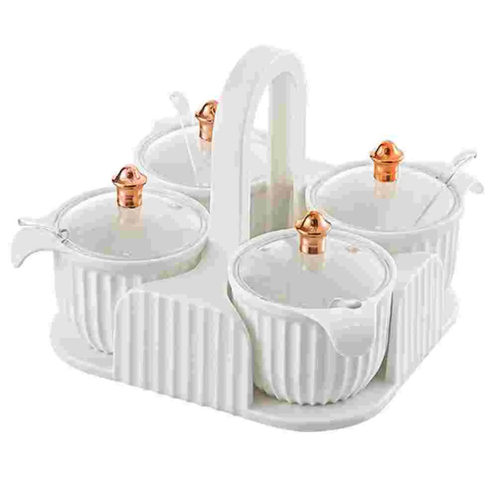 

1 Set Kitchen Seasoning Pot Sturdy Spice Pot Condiment Jar with Lid and Spoon