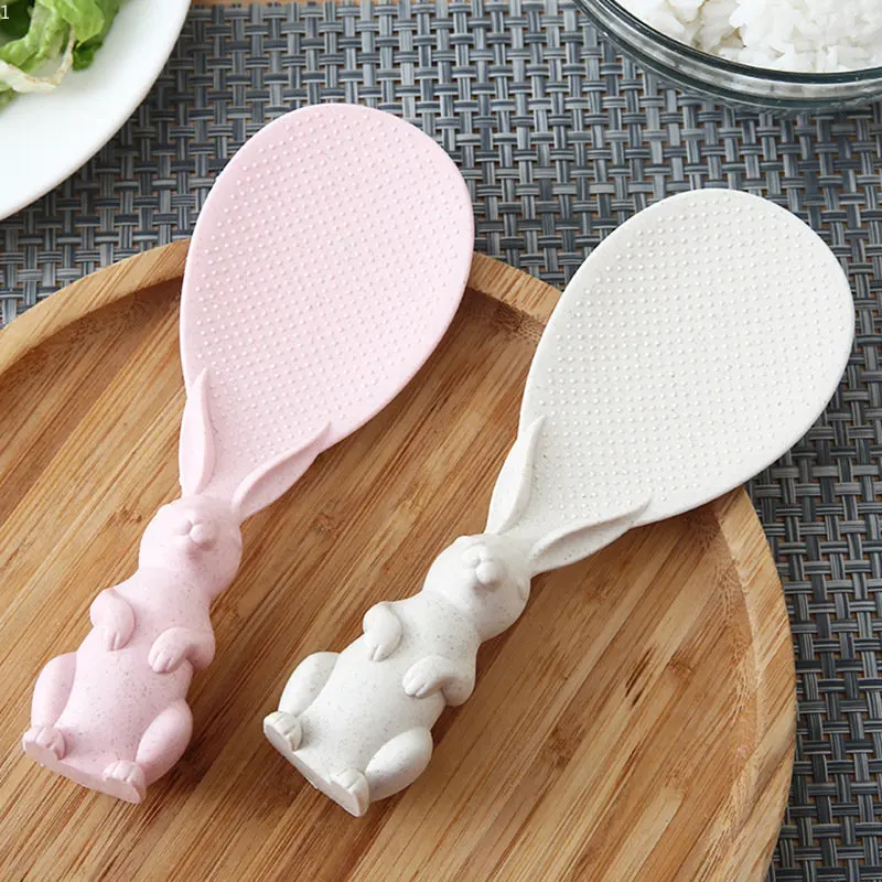 

Creative Household Wheat Straw Rabbit Rice Scoop Can Stand Up Rabbit Rice Shovel Rice Cooker Non-stick Rice Cartoon Rice Spoon