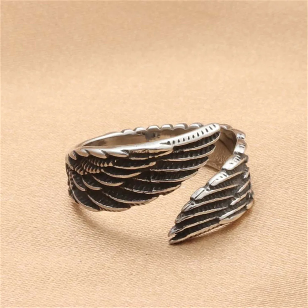 

Men's Titanium Steel Vintage Animal Feather Ring Fashion Jewelry Gift Size 7-13