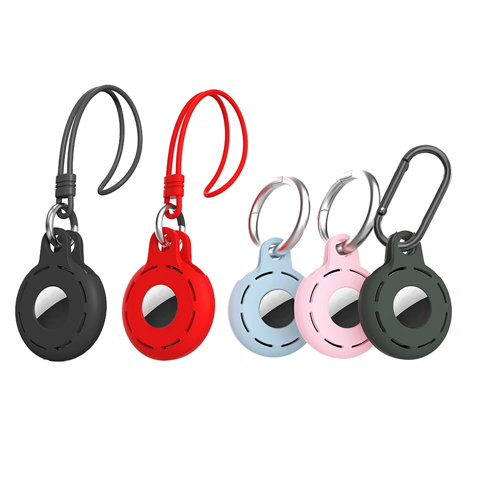 

5Pcs Silicone Air Tag Keychain Case Cover With Key Ring Anti-Lost Location Tracker Protective Air Tag Holder Case For Dogs Keys