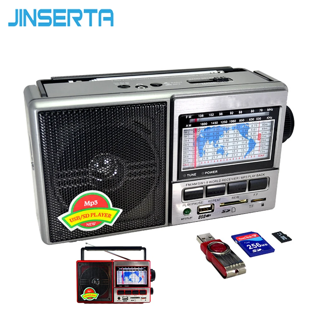 

JINSERTA FM/AM/SW радиоприемник, MP3-плеер с поддержкой экрана отображения диапазона, U-диск, SD-карта, TF-карта