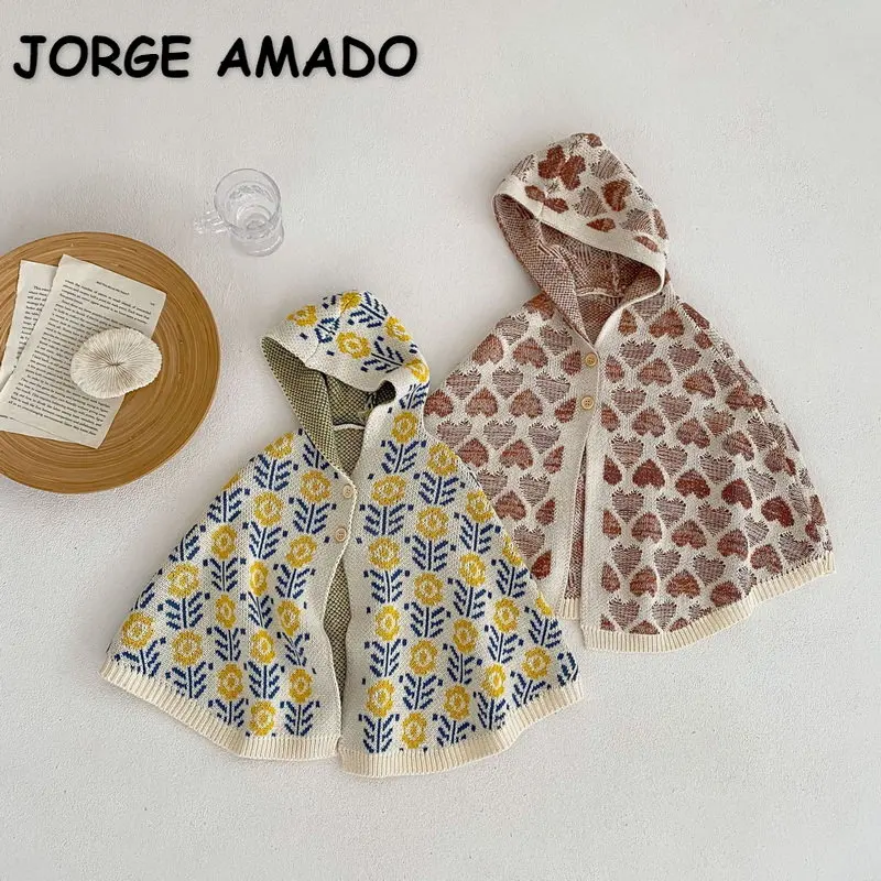 

Осенний вязаный жаккардовый свитер с длинным рукавом для девочек