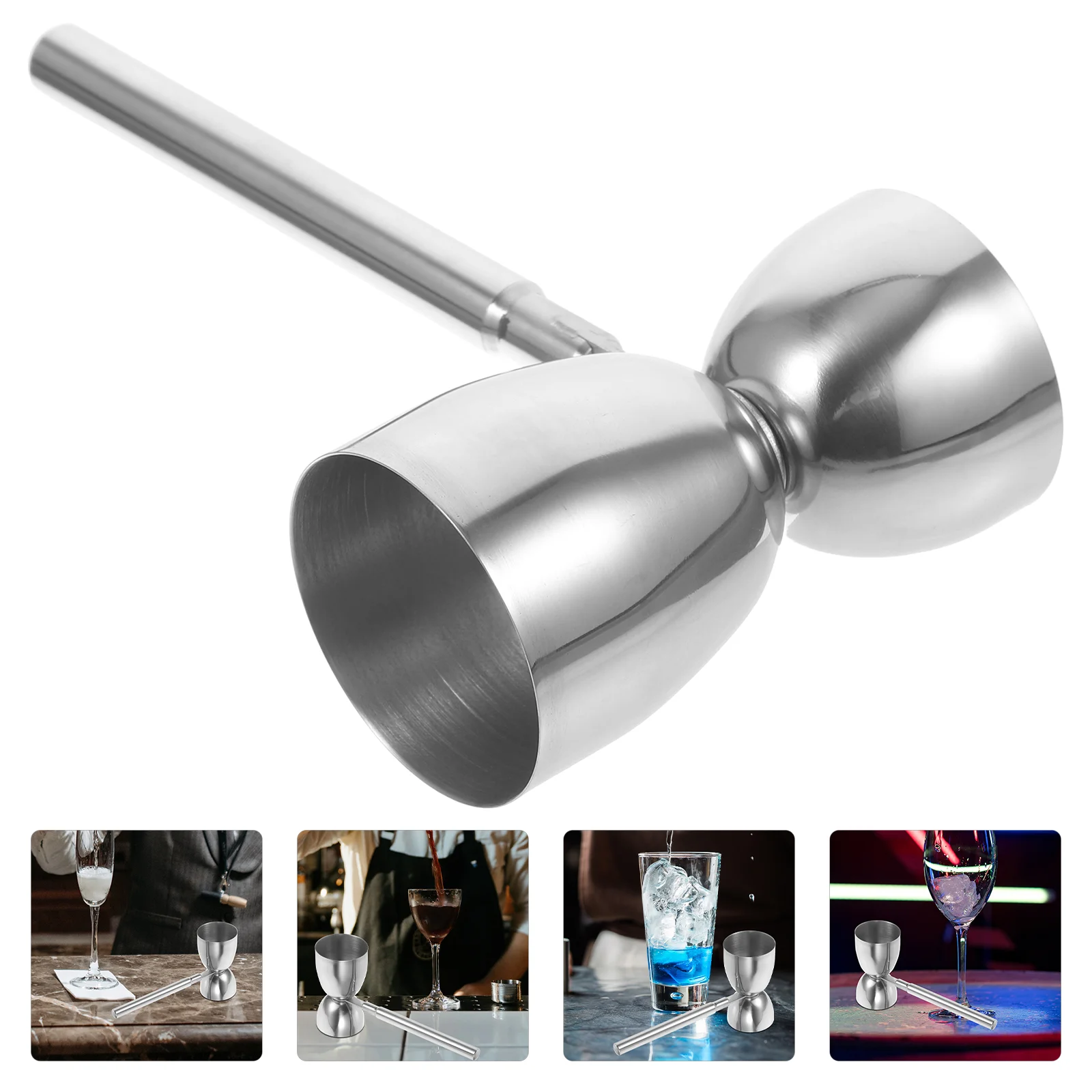 

Long Handle Double-ended Measuring Cup Bartender Scale Cocktail Jigger Measurements Ounce Stainless Steel