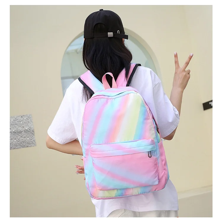 3-piece Set Girls Boys High School Student Large Capacity Backpacks for Travel New Children Rainbow Tie Dye Fashion Pen Bags New