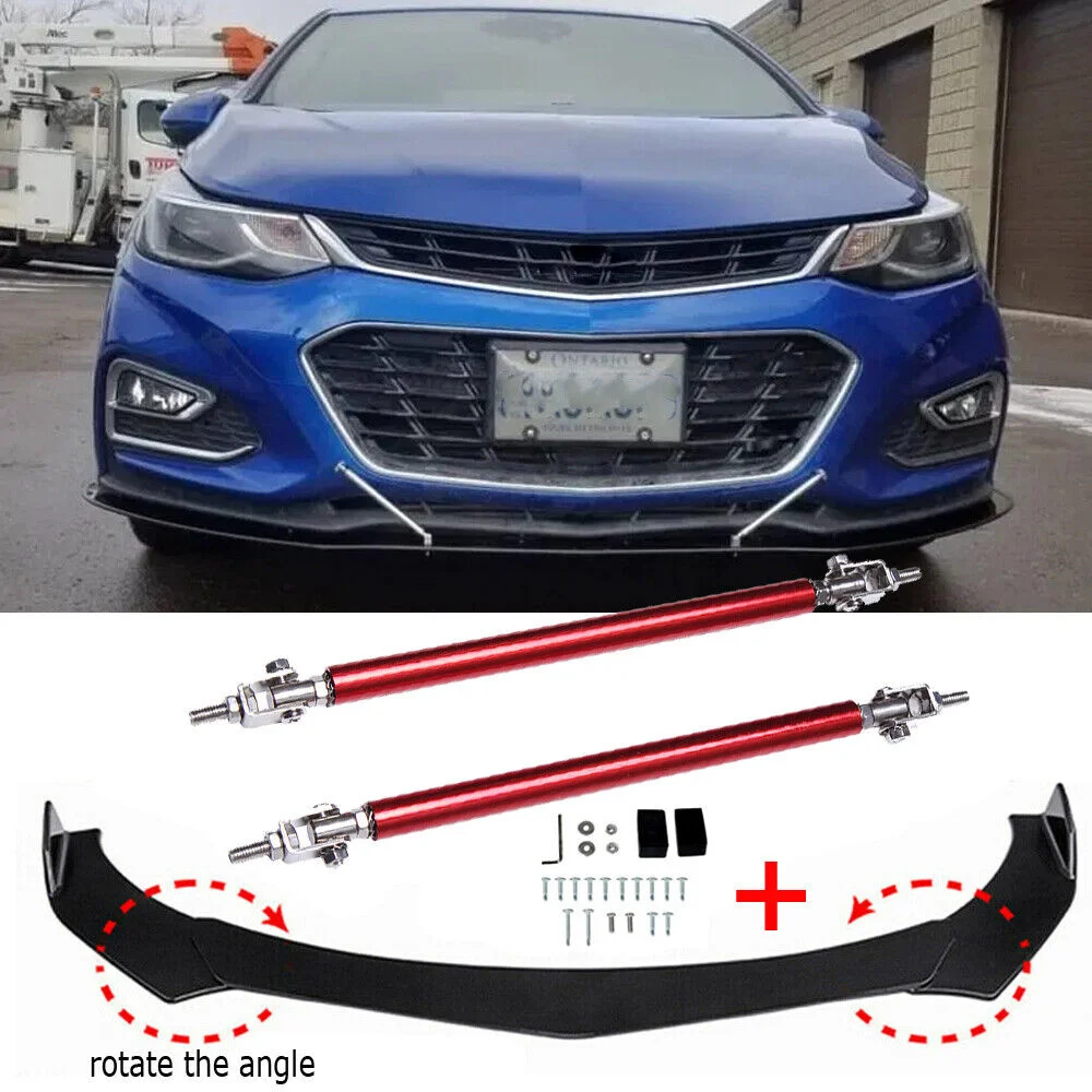 

For Chevrolet Cruze Front Bumper Lip Body Kit Spoiler Splitter Gloss+ Strut Rods