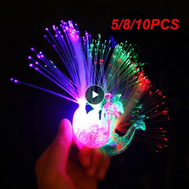 

5/8/10PCS Led Light-up Rings Luminous Creative Intelligence Toys Glowing Colorful Educational Toy Plastic Peacock Decoration