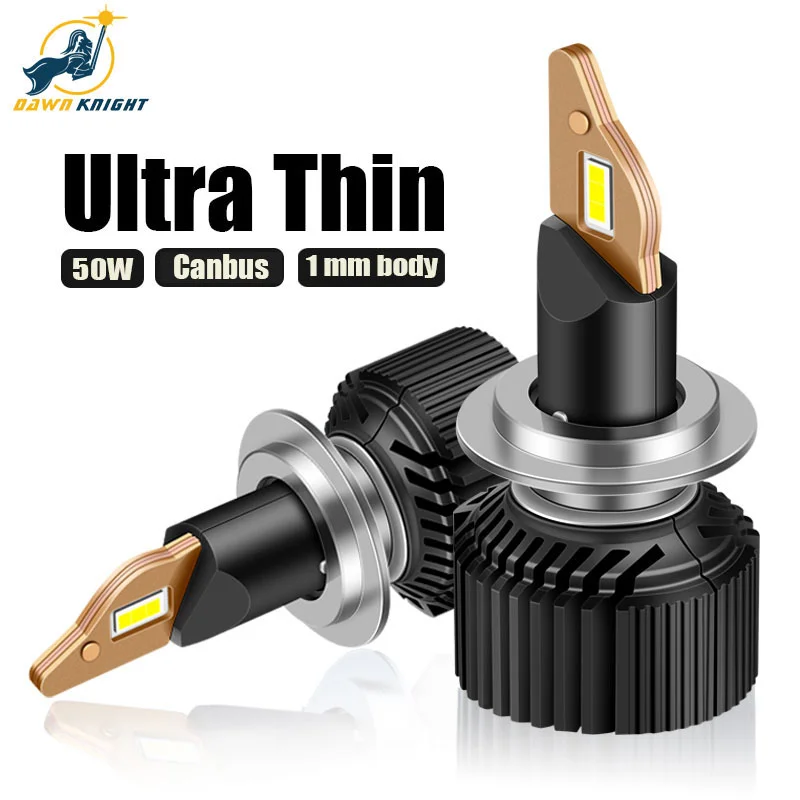 

DAWNKNIGHT P1 50 Вт 1 мм светодиодная фара H7 H4 D2S H11 9005 9006 9012 H1 Canbus светодиодные лампочки 6000K 10000LM турбо Светодиодная лампа для объектива автомобисвети...