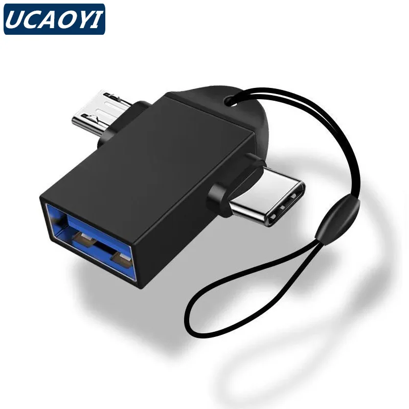 

UCAOYI Type C to USB female Cable Converter For Mobile Phone 2in1 Micro usb to USB Connector OTG Adapter for U Disk Mouse laptop