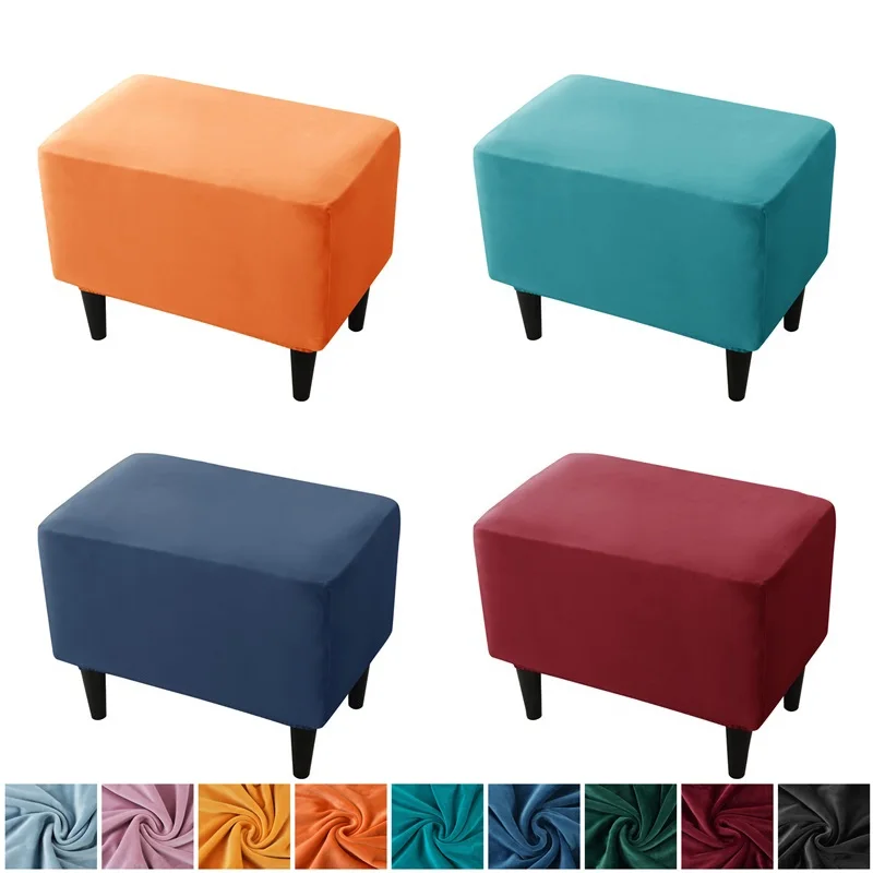 

Бархатный тканевый чехол для табурета, прямоугольный эластичный чехол для табурета, стрейчевый чехол для гостиной, чехол для табурета