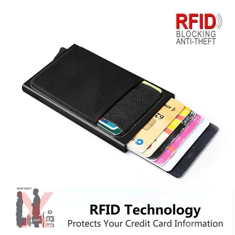 

Men Business Aluminum Cash ID Card Holder RFID Blocking Slim Metal Wallet Coin Purse Card Case Credit Card Wallet Rfid Wallet