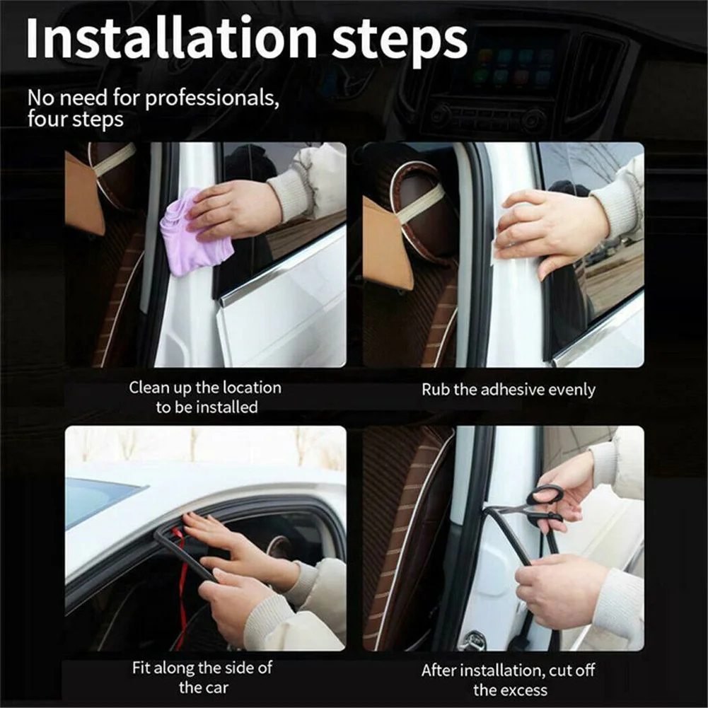

Weatherstrip Car Sealing Strip 5M 8mmX10mm Black Strong Tensile Strength