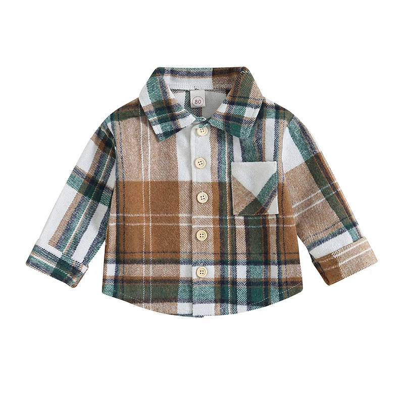 

Toddler Plaid Shirt Jacket Warm Casual Lightweight Jacket with Pockets for Infant Baby Boy Spring Outwear