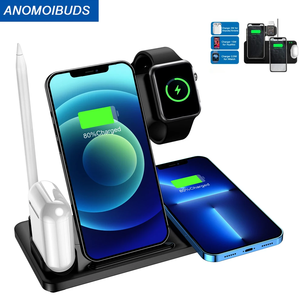 Беспроводное зарядное устройство Anomoibuds 30 Вт для IPhone Apple Watch подставка магнитное