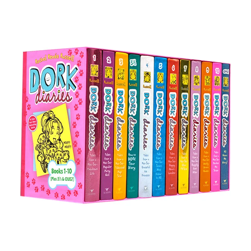

12 Books Gift Box Set English Picture Book Dork Diaries Girls Wimpy Kid Comic Students Daily Reading For Age 6-12 Years
