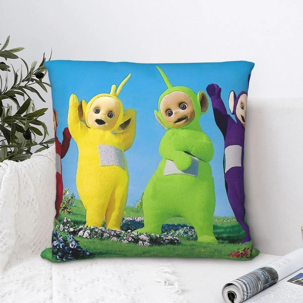 

Чехлы для диванных подушек Teletubbies Happy вечерние, чехлы для рюкзаков, чехлы с принтом «сделай сам», милые украшения для стульев